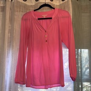 Lilly Pulitzer Elsa silk top in Prosecco Pink